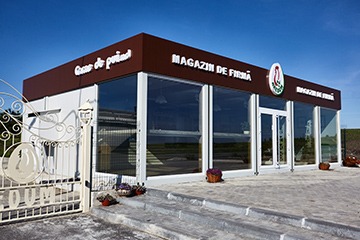 Imagine cu o casă modulară din containere, evidențiind construcțiile moderne și inovatoare, integrate armonios în peisaj.
